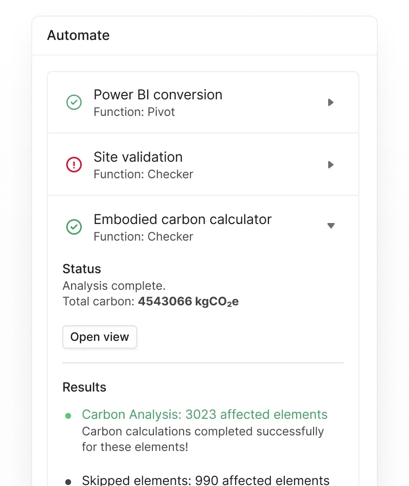Speckle Automate panel