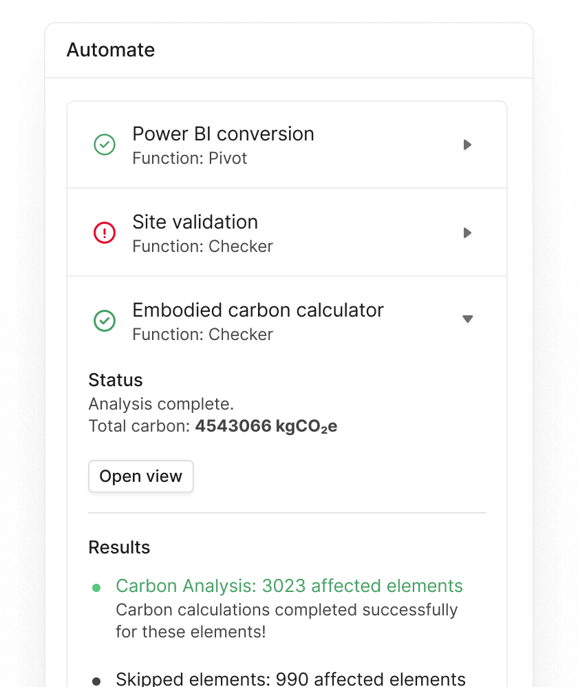 Speckle Automate panel