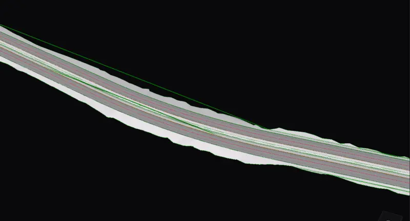 An OpenRoads corridor from a DGN file, open in the Speckle viewer